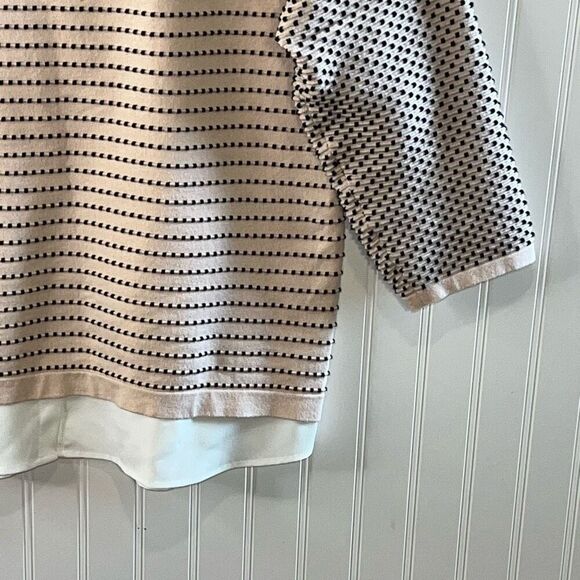 Karl Lagerfeld Sweater Blouse Women Size Large Layered Tunic 3/4 Sleeve Collared - Picture 5 of 12
